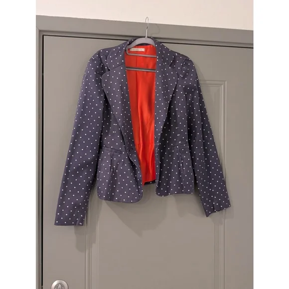 Women's Eclectic Blue White Polka Dot Blazer Size M - Picture 1 of 8
